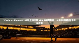Windows Phone 8.1 中配置和使用 VPN 的完整指南，从基础设置到常见问题排查